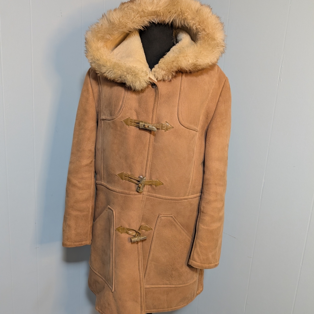 Sears Women's Camel Teddy Jacket with Faux Fur Hood